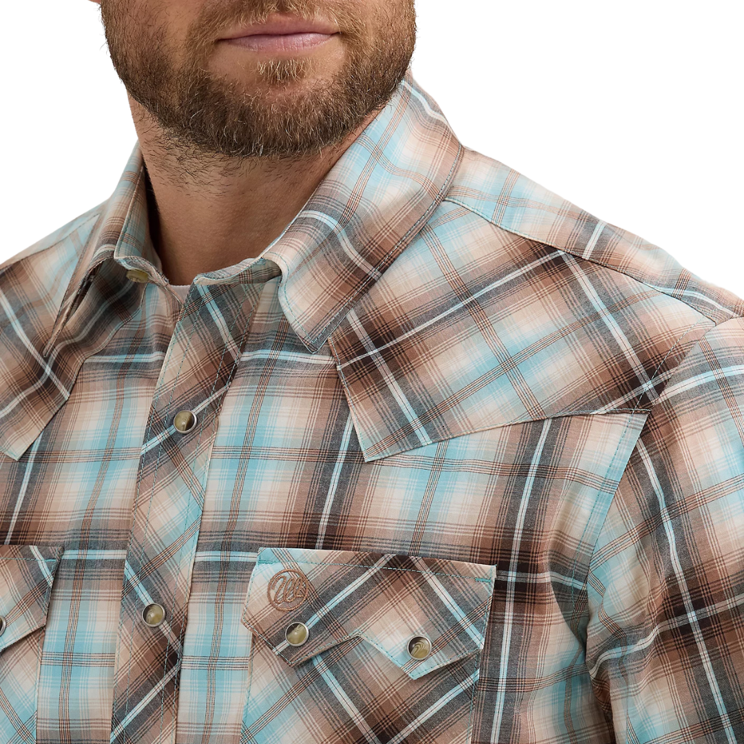 Wrangler Men's Retro Sawtooth Pocket Brown Shirt