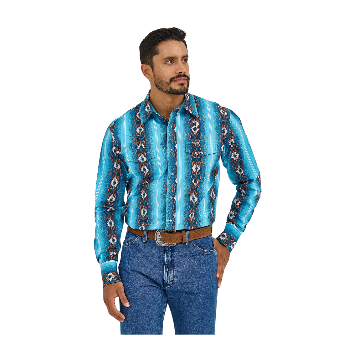 Wrangler Men's Checotah Sea Salt Blue Shirt