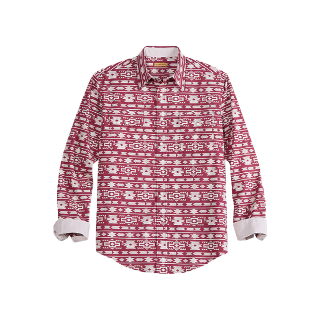 Roper Men's Horizontal Aztec Wine Shirt