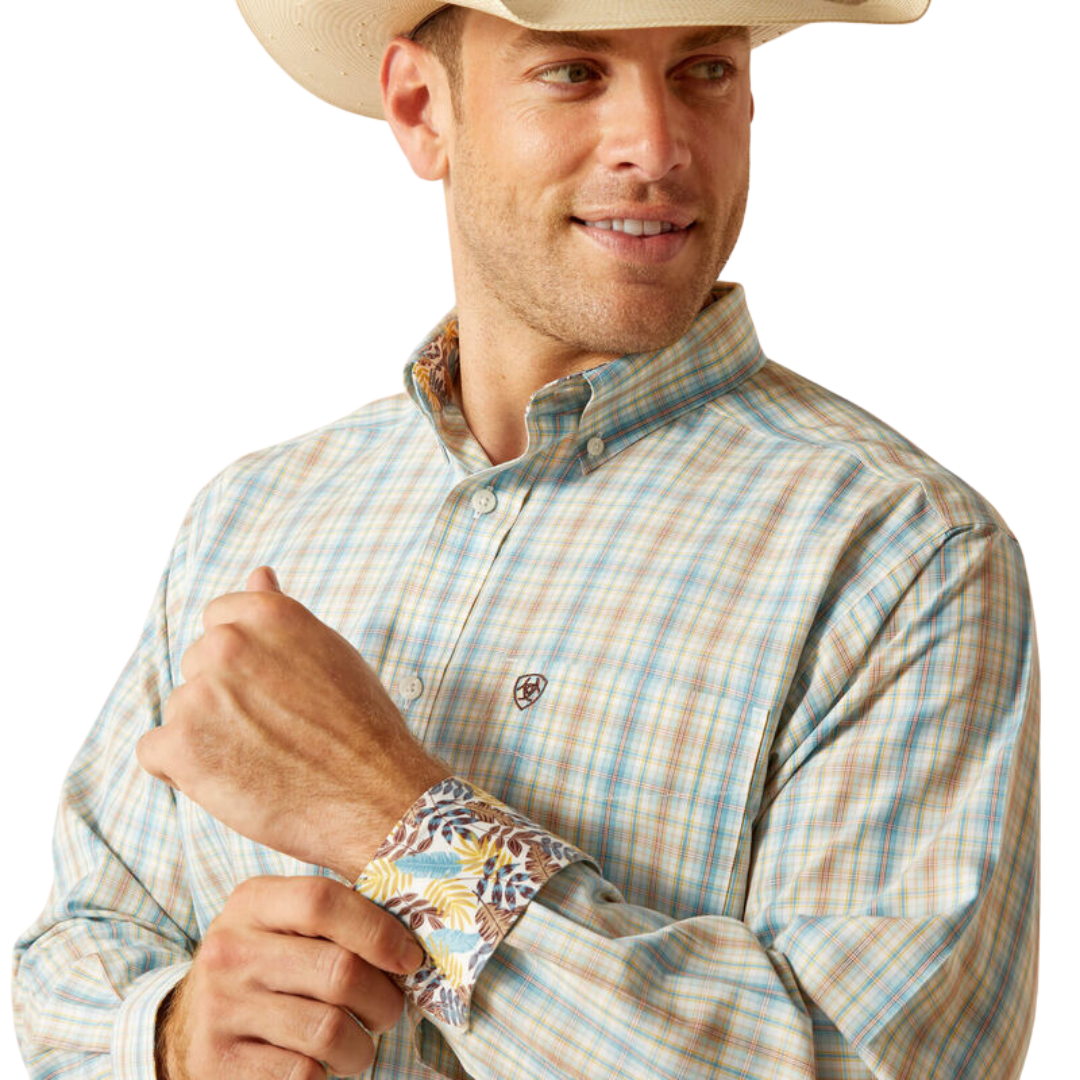 Ariat Men's Wrinkle Free Ivar Classic Fit Blue Shirt
