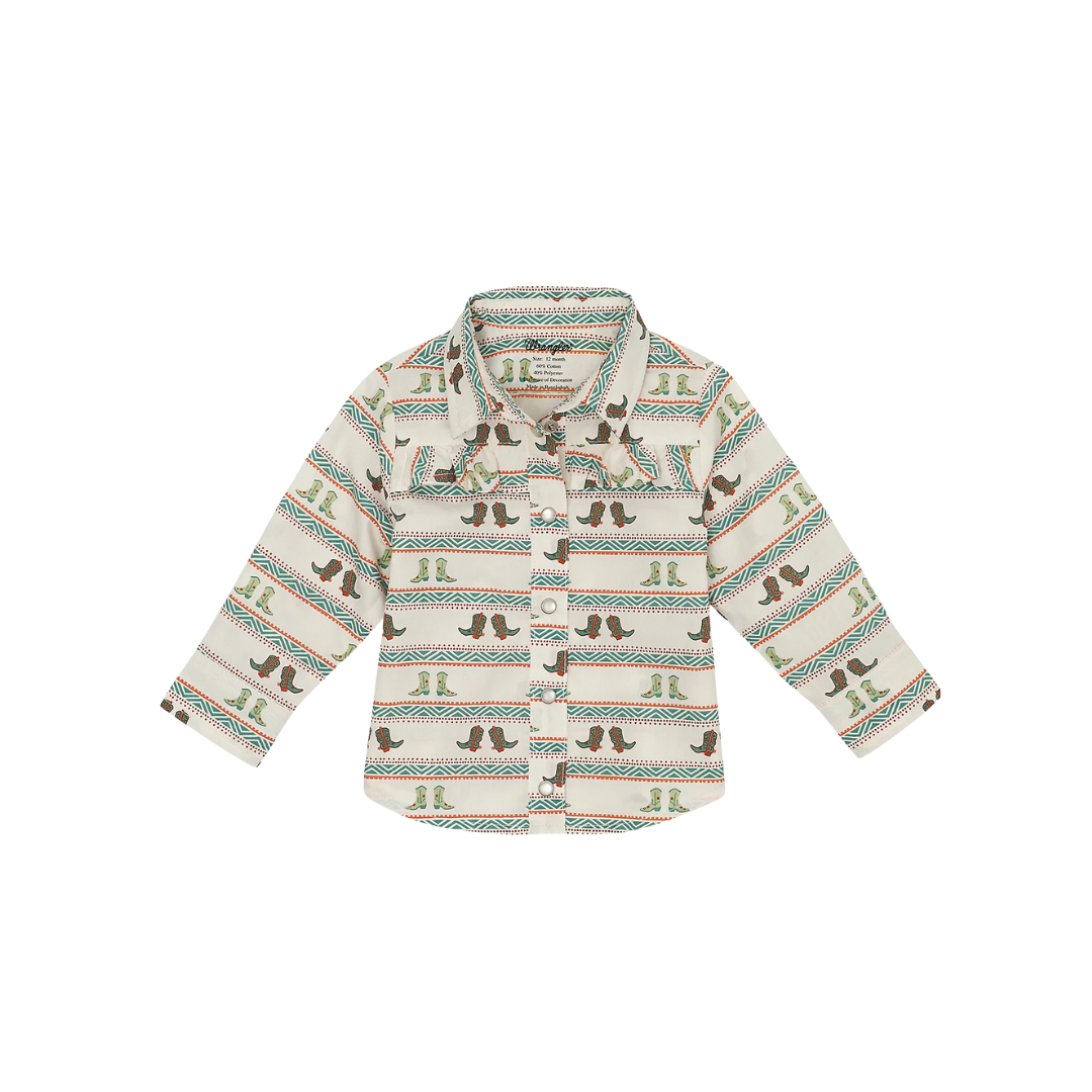 Wrangler Toddler Girl's Cowgirl Boot White Shirt