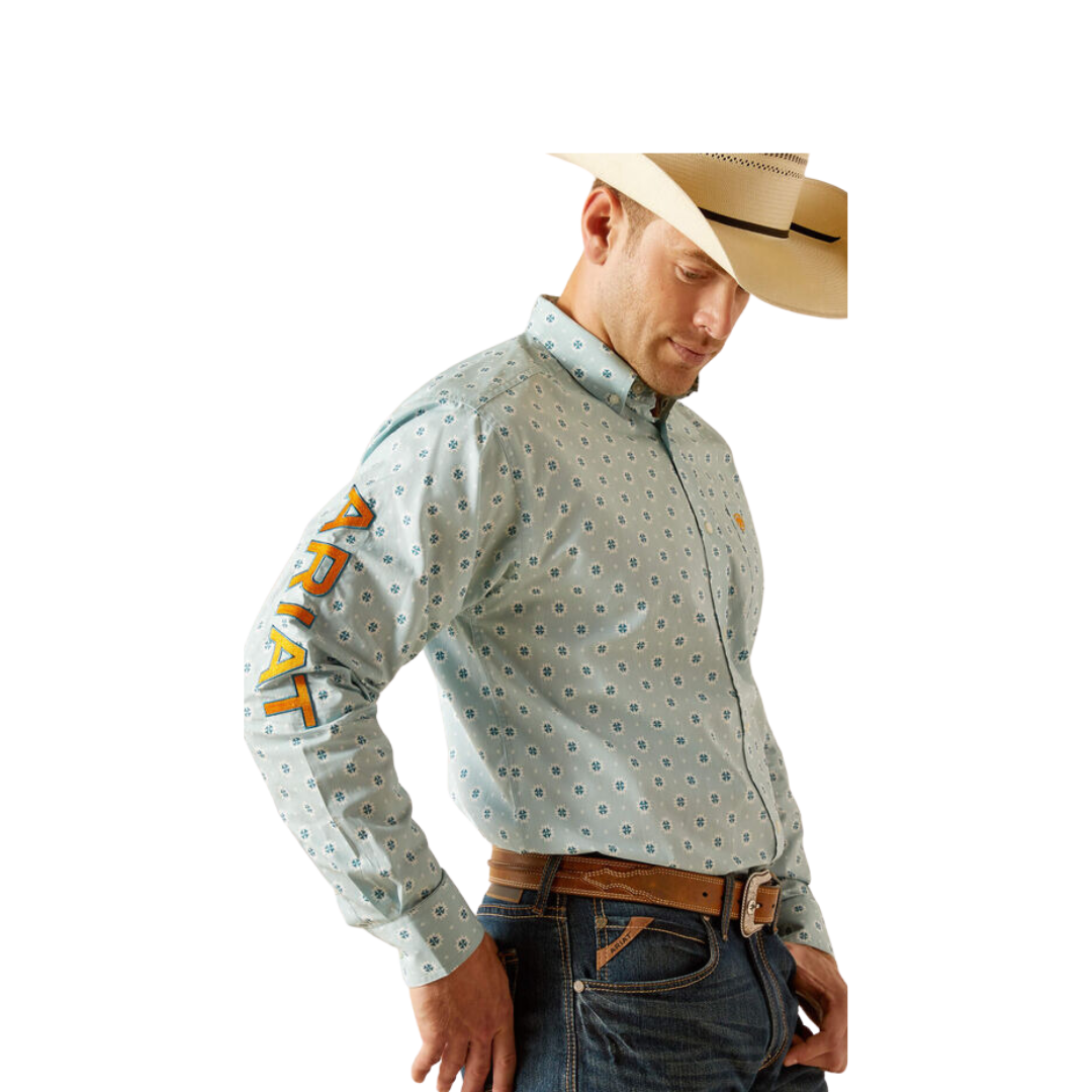 Ariat Men's Team Colton Classic Fit Aqua Shirt