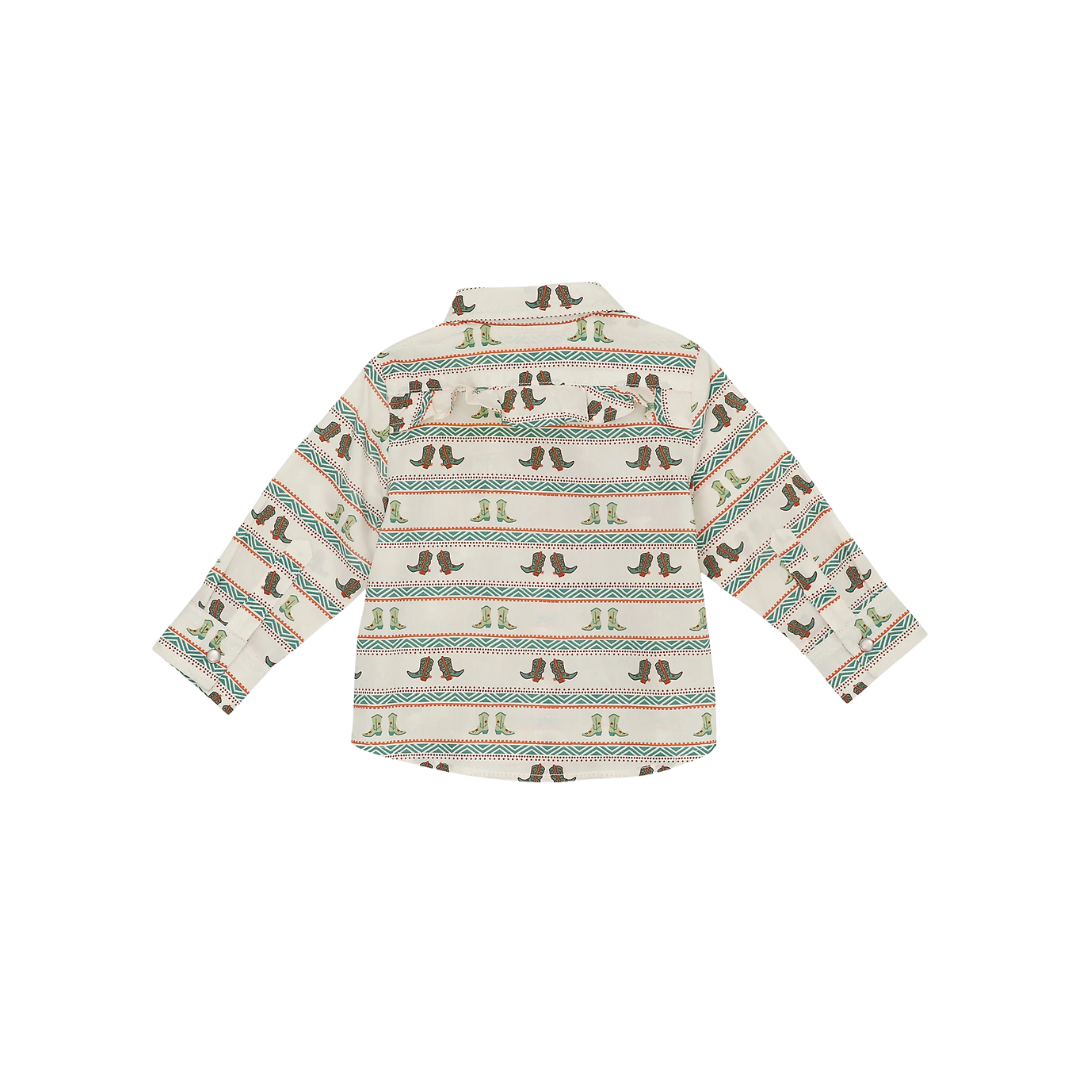 Wrangler Toddler Girl's Cowgirl Boot White Shirt
