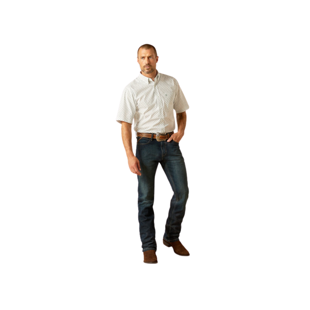 Ariat Men's Fitted White Print Shirt