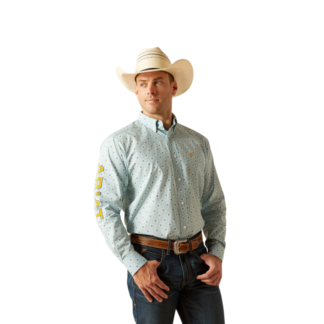 Ariat Men's Team Colton Classic Fit Aqua Shirt