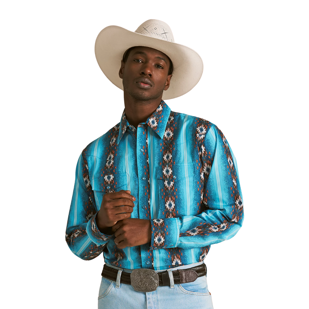 Wrangler Men's Checotah Sea Salt Blue Shirt