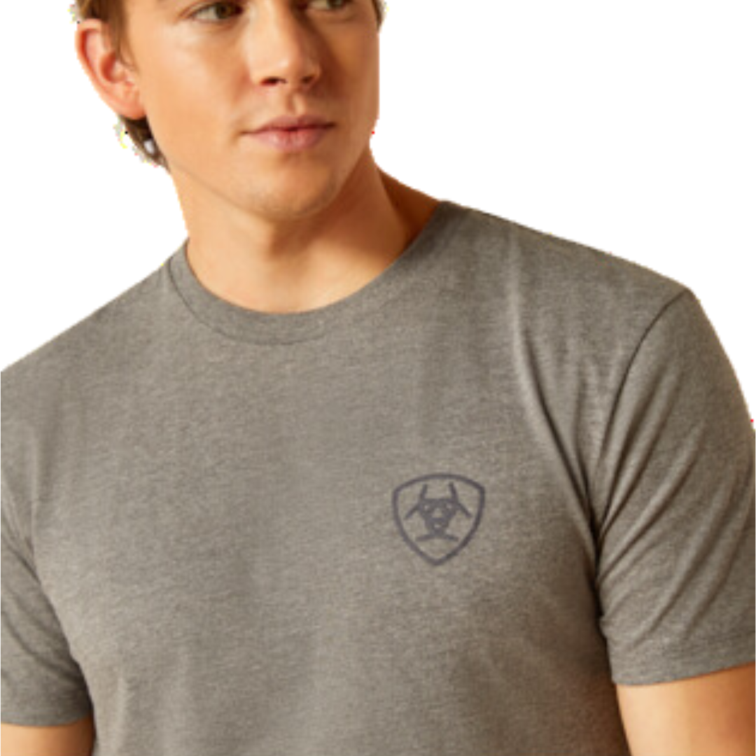 Ariat Men's Southwestern Longhorn Graphite Heather Tee Shirt