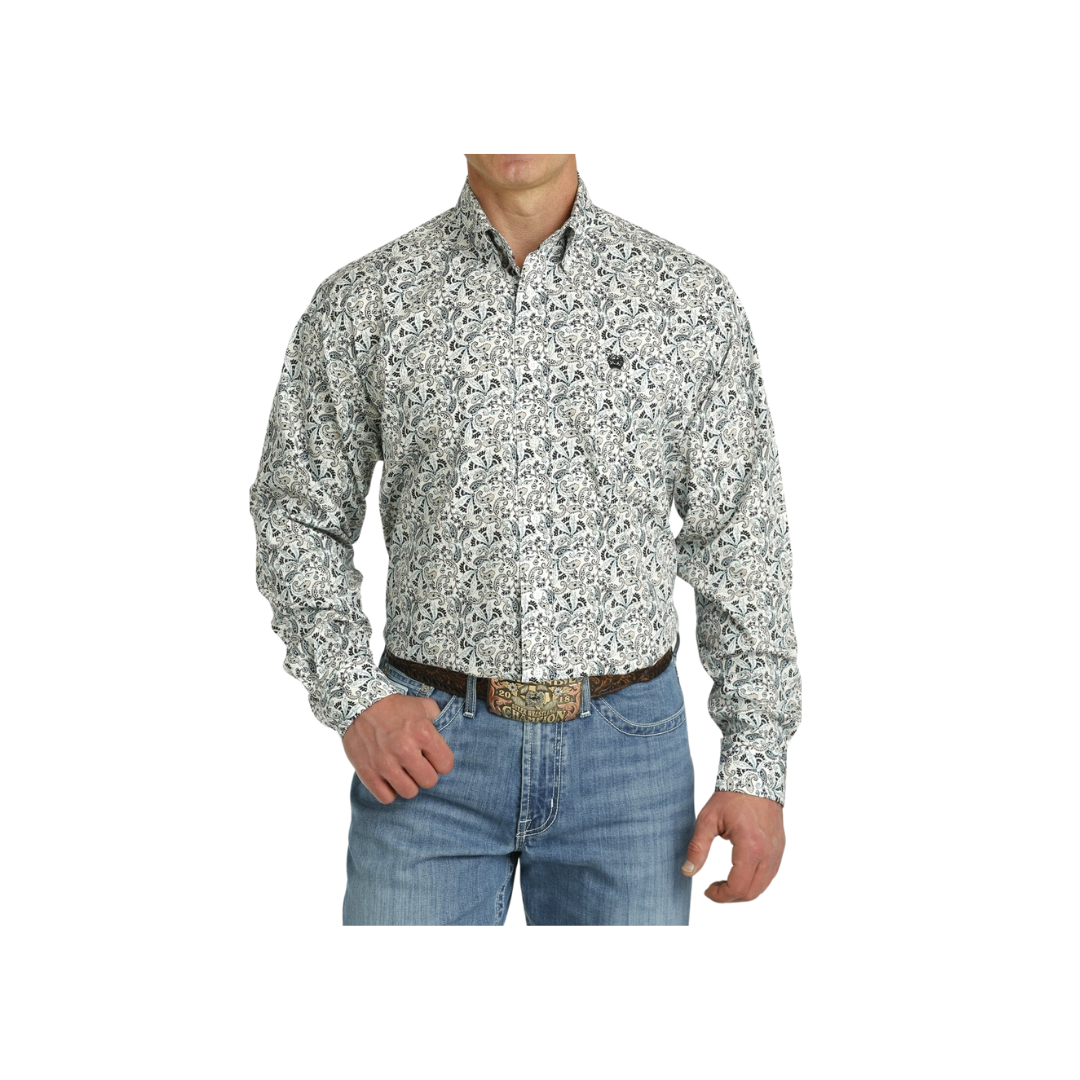 Cinch Men's Paisley Button Down Western White Shirt