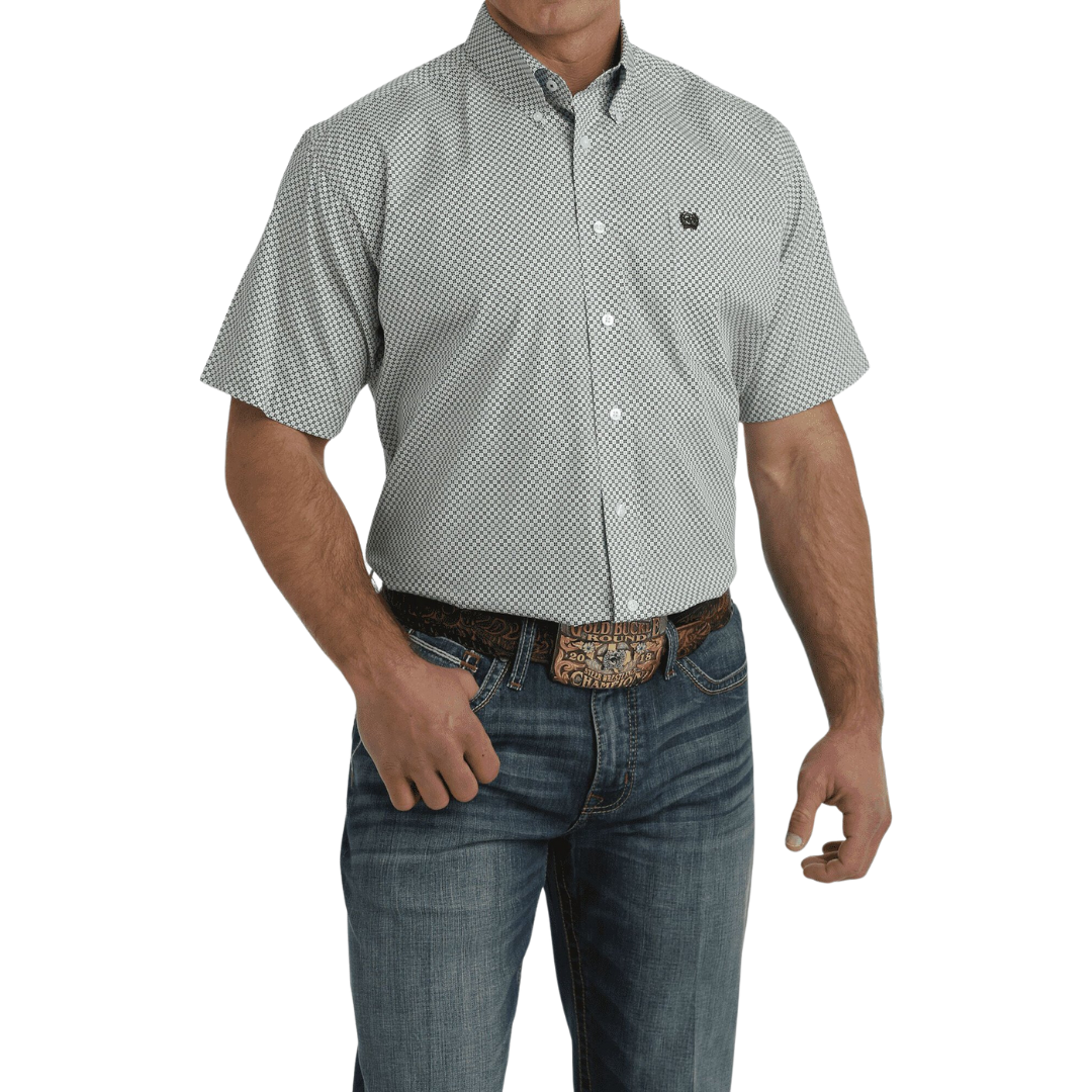 Cinch Men's Geometric Print Light Blue Shirt