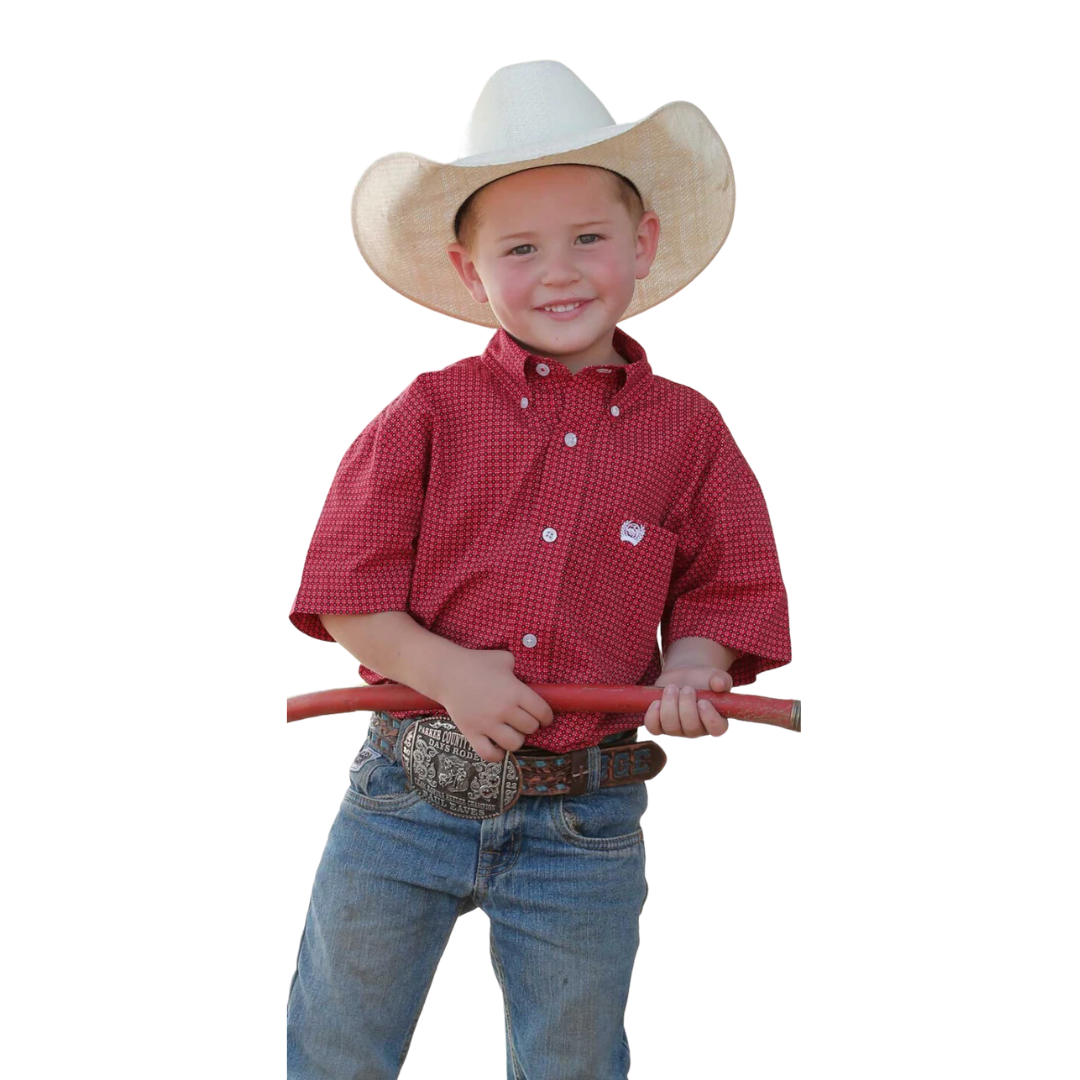 Cinch Youth Boys Short Sleeved Red Shirt