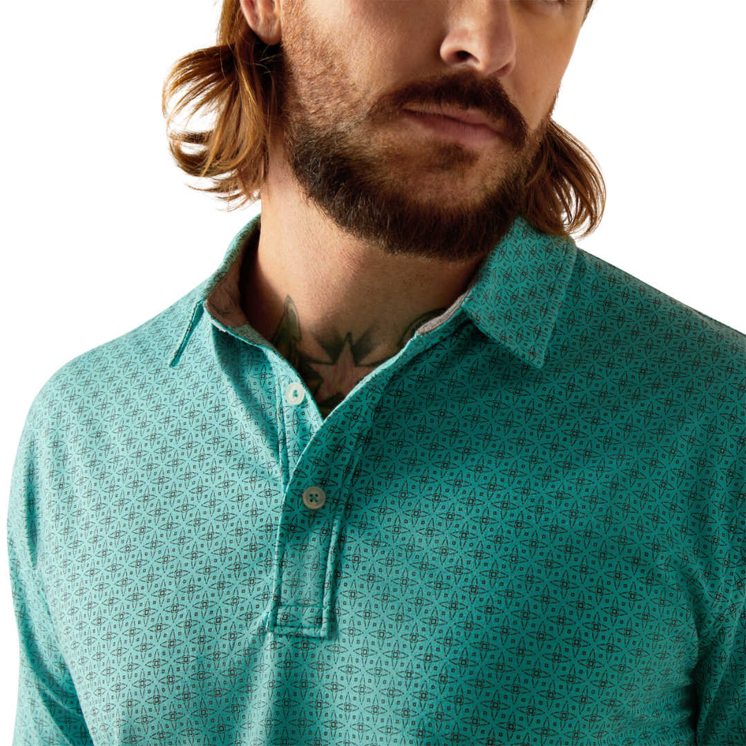 Ariat Men's Retro Polo Winter Aqua Shirt