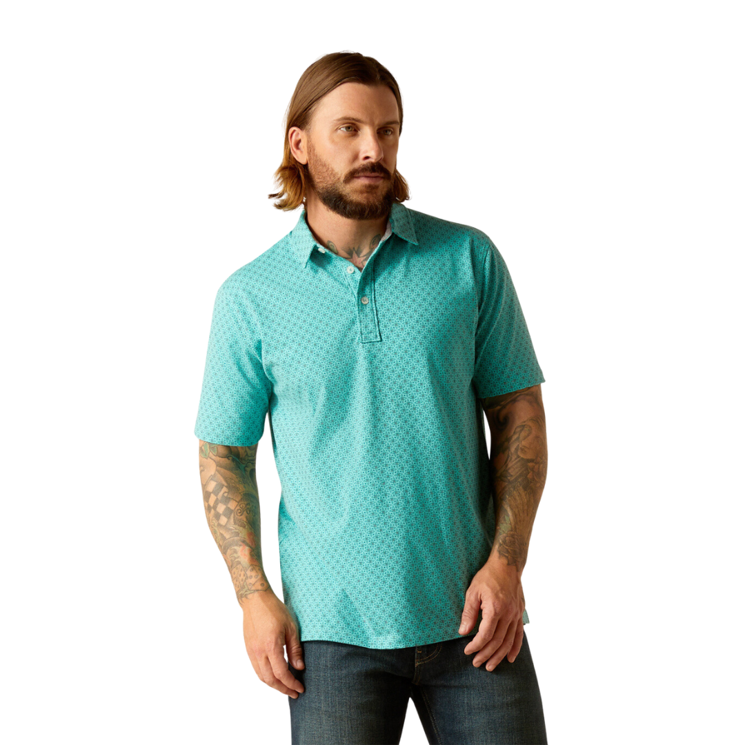 Ariat Men's Retro Polo Winter Aqua Shirt