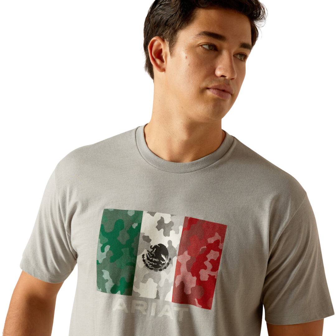 Ariat Men's Mexico Camo Flag Stone Heather Tee Shirt