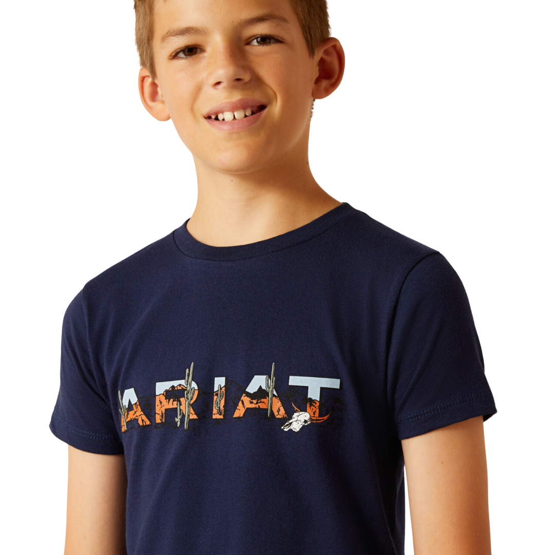 Ariat Youth Boy's Logo Landscape Dark Navy Shirt