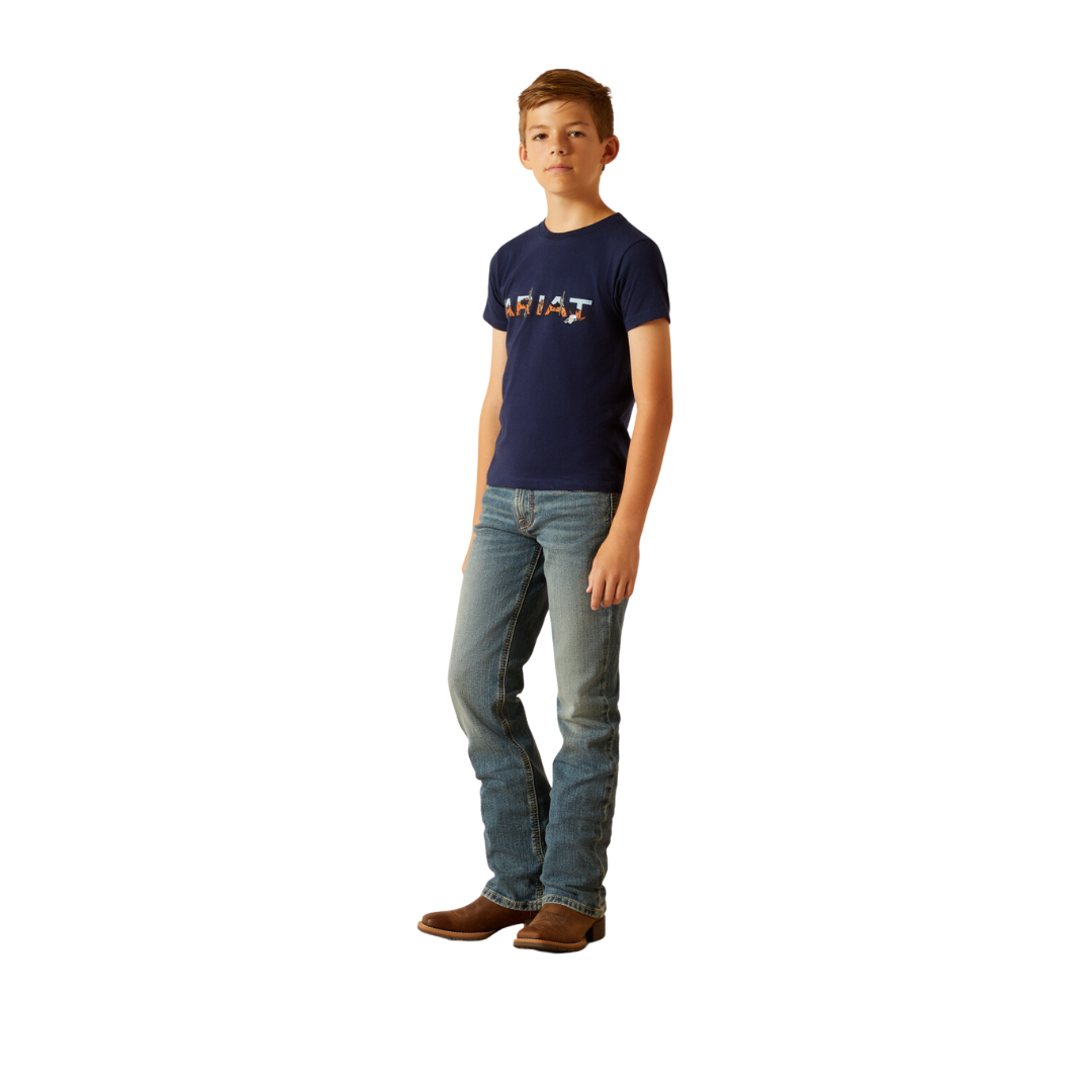 Ariat Youth Boy's Logo Landscape Dark Navy Shirt