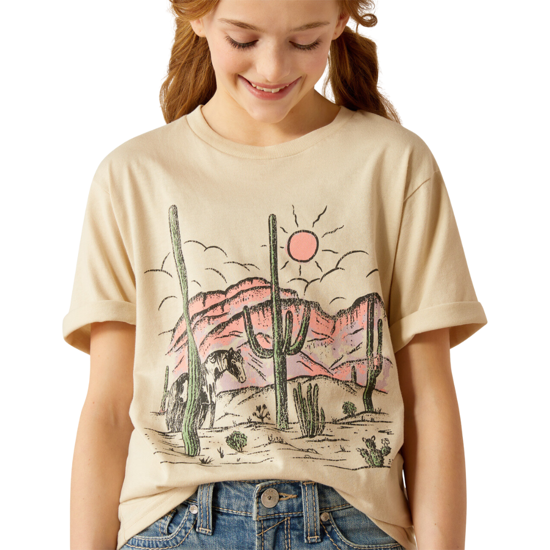 Ariat Youth Girl's Horse Natural Light Brown Shirt