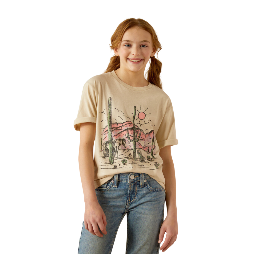 Ariat Youth Girl's Horse Natural Light Brown Shirt