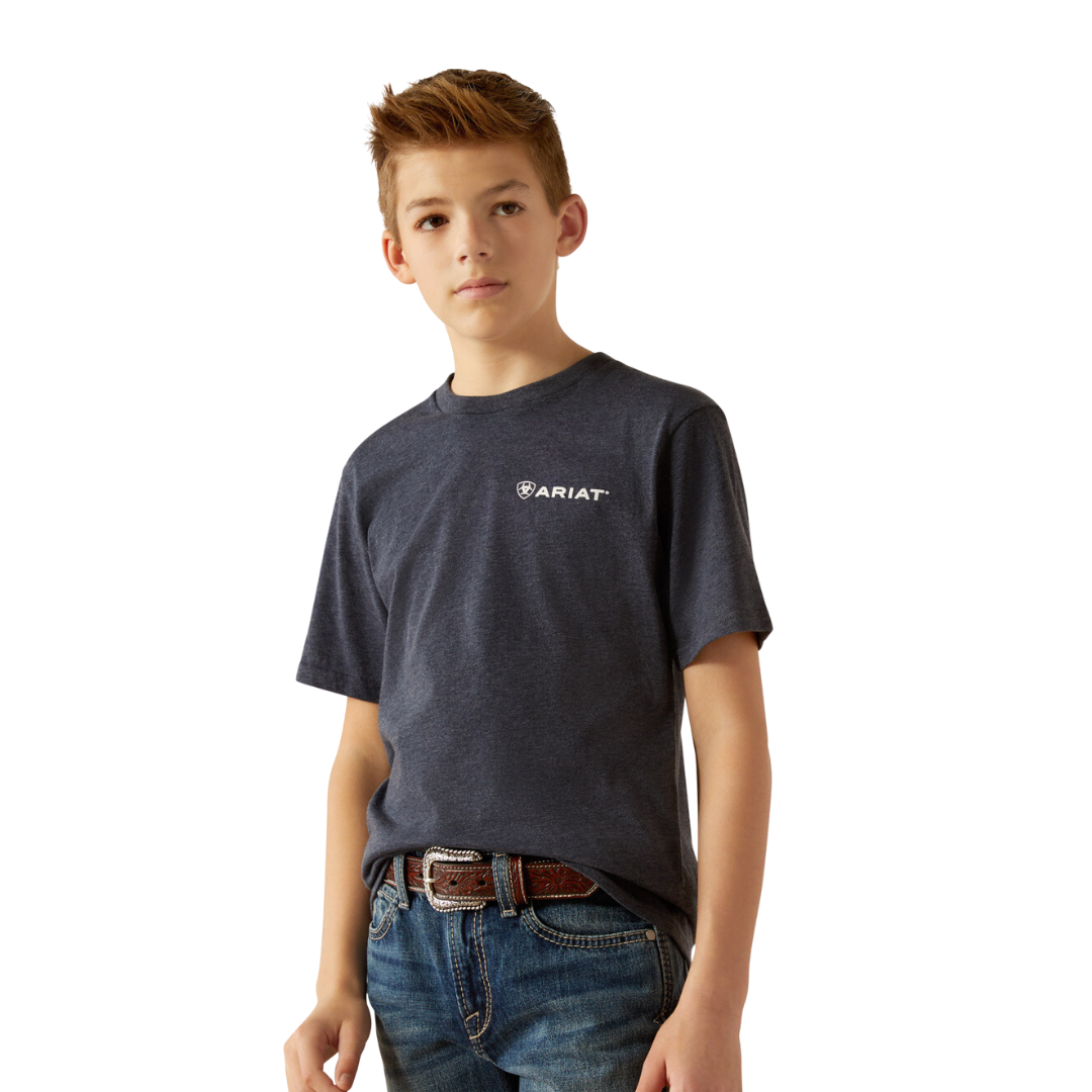 Ariat Youth Boy's Camo Patriot Navy Heather Shirt