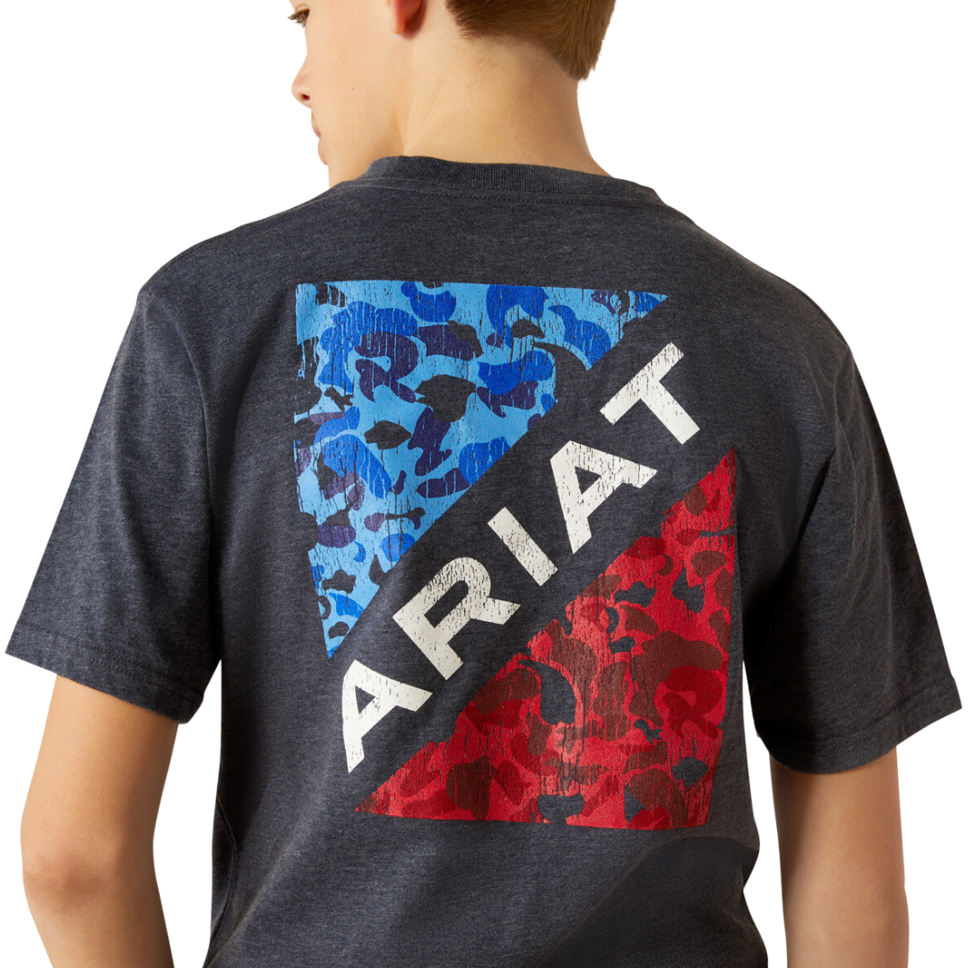 Ariat Youth Boy's Camo Patriot Navy Heather Shirt