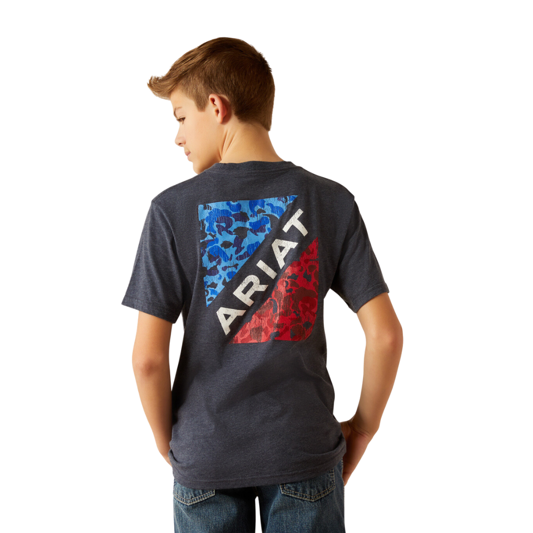 Ariat Youth Boy's Camo Patriot Navy Heather Shirt
