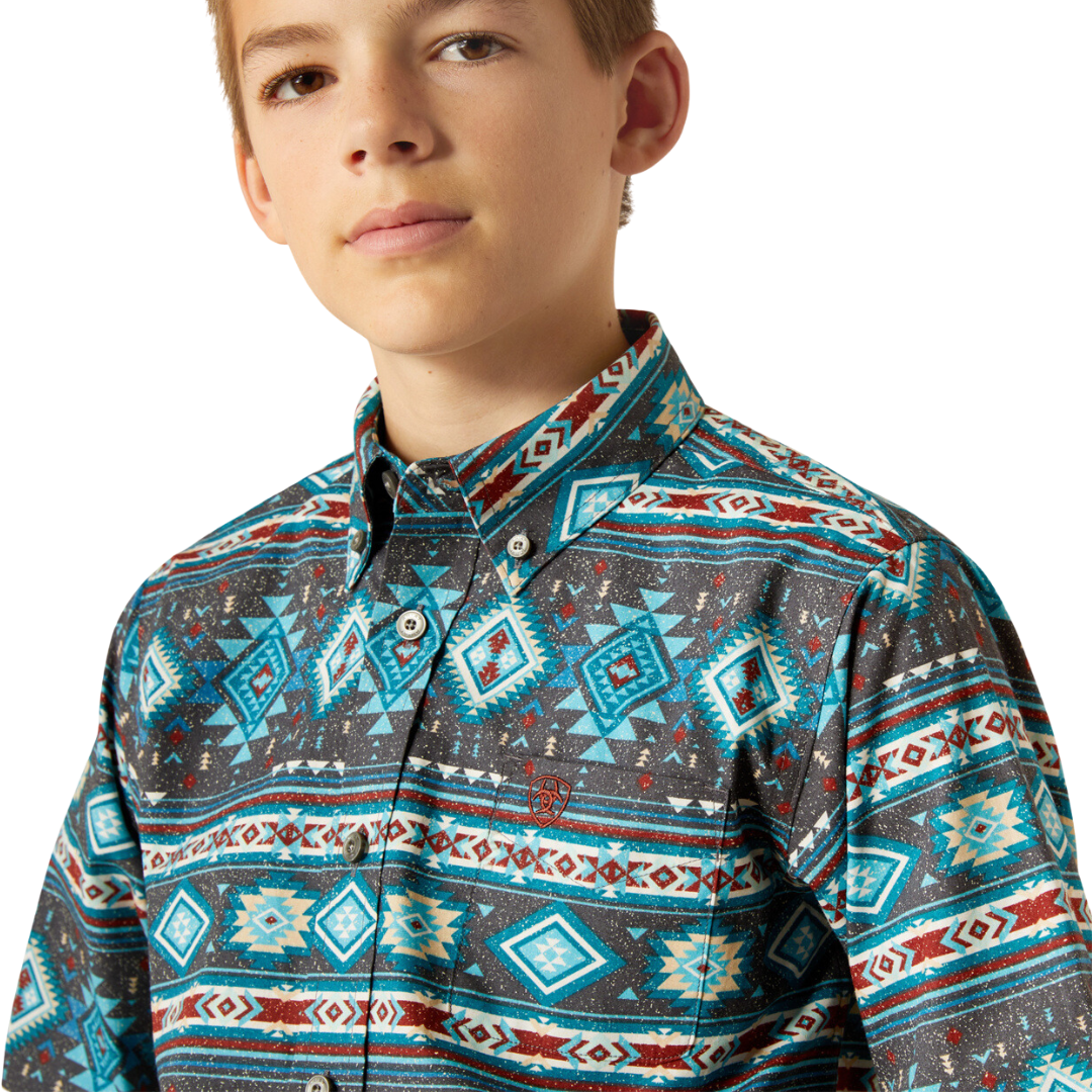 Ariat Youth Boy's Prestcot Teal Shirt