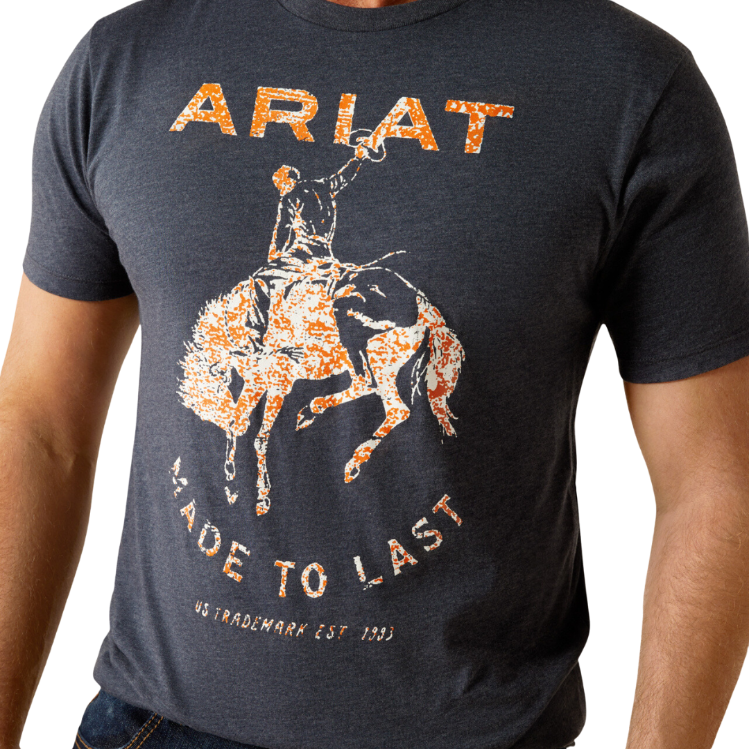 Ariat Men's Made Bronco Navy Heather Shirt