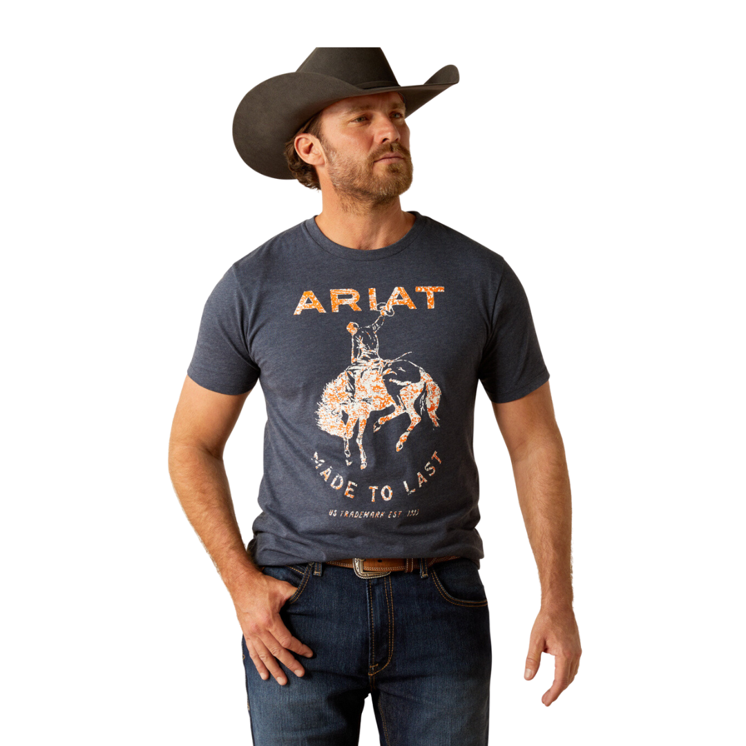 Ariat Men's Made Bronco Navy Heather Shirt