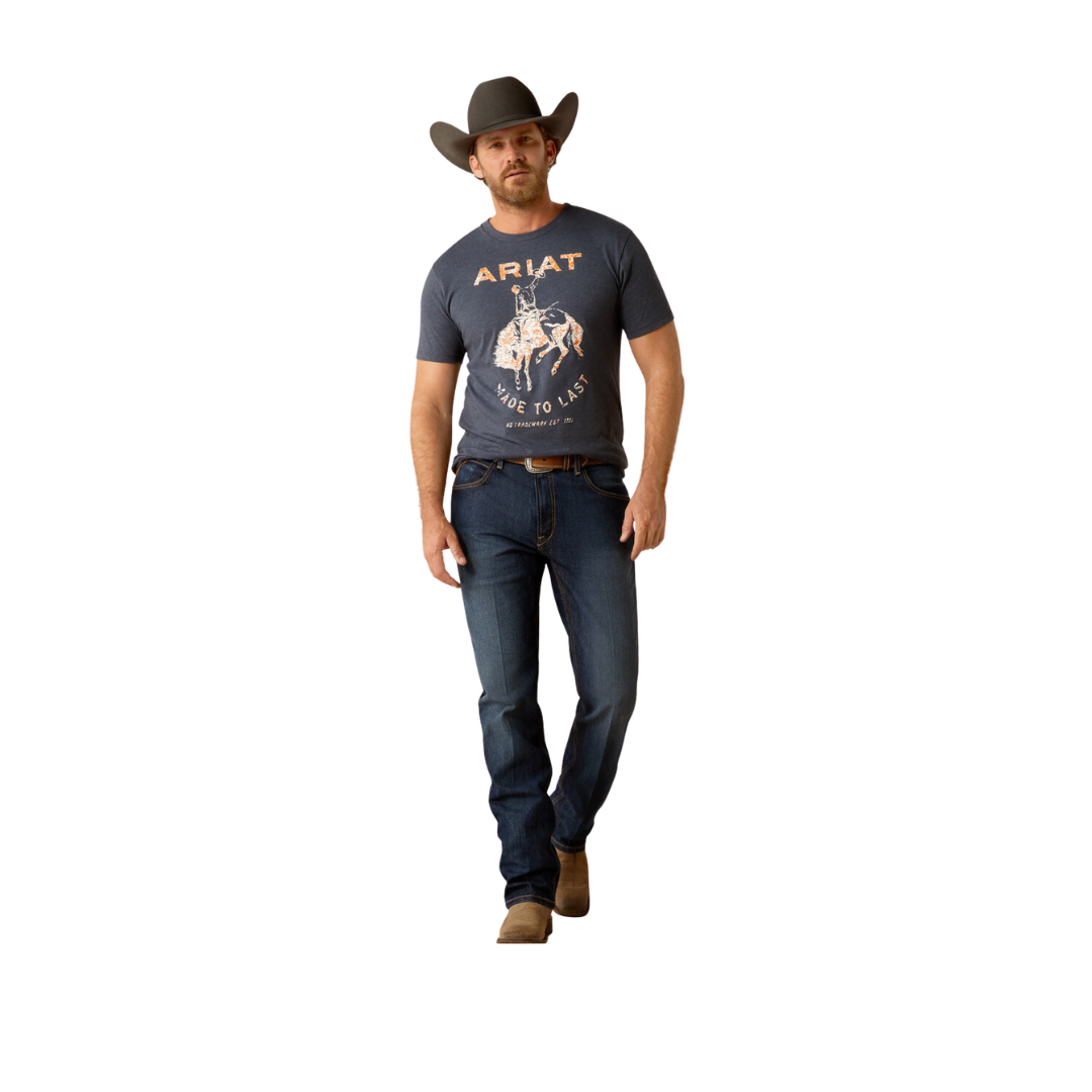 Ariat Men's Made Bronco Navy Heather Shirt