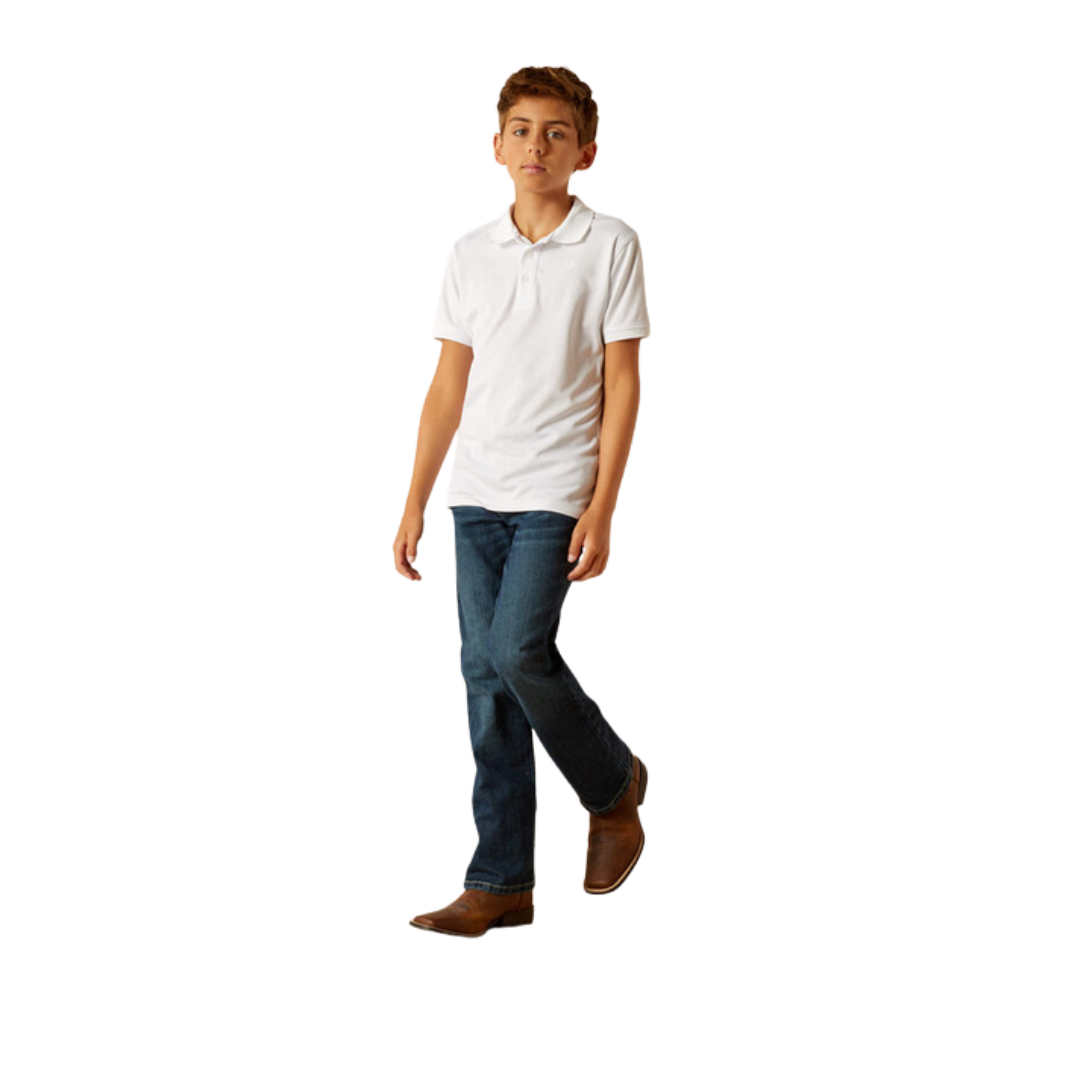 Ariat Youth Boy's Tek White Polo Shirt