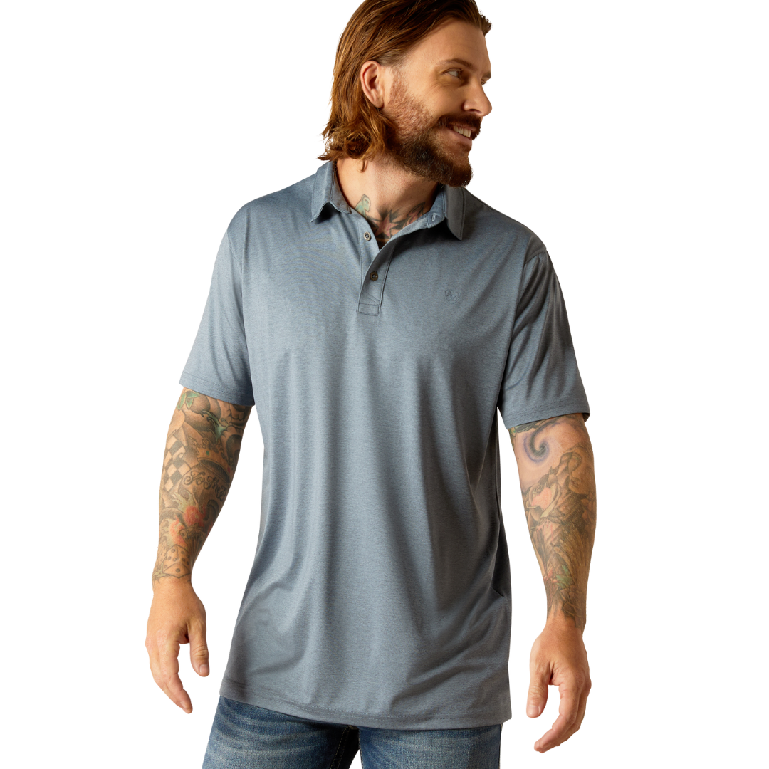 Ariat Men's Charger Newsboy Blue Modern Polo Shirt