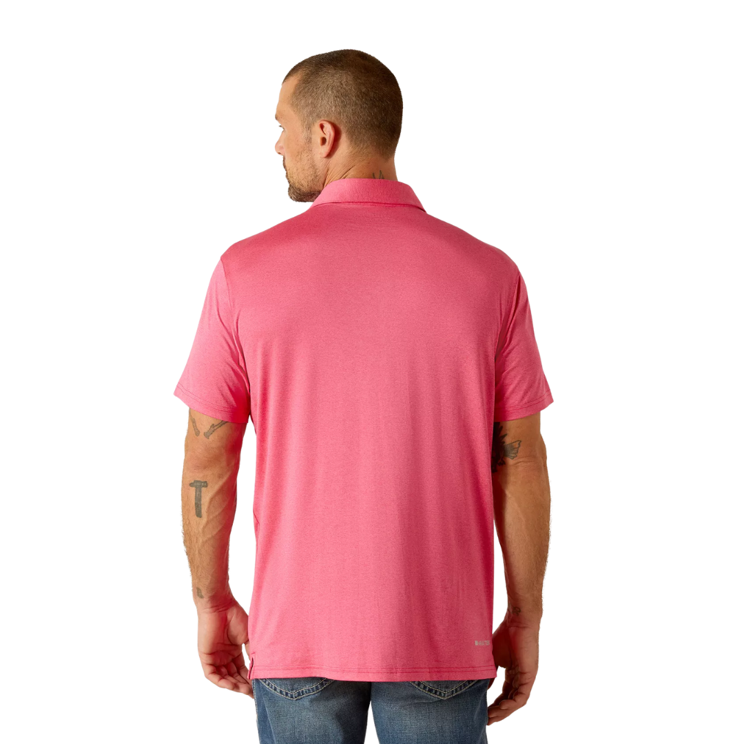 Ariat Men's Charger Fitted Pulse Polo Pink Shirt