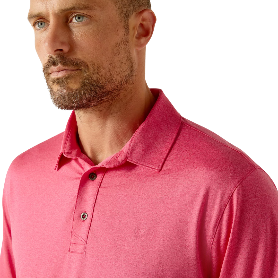 Ariat Men's Charger Fitted Pulse Polo Pink Shirt