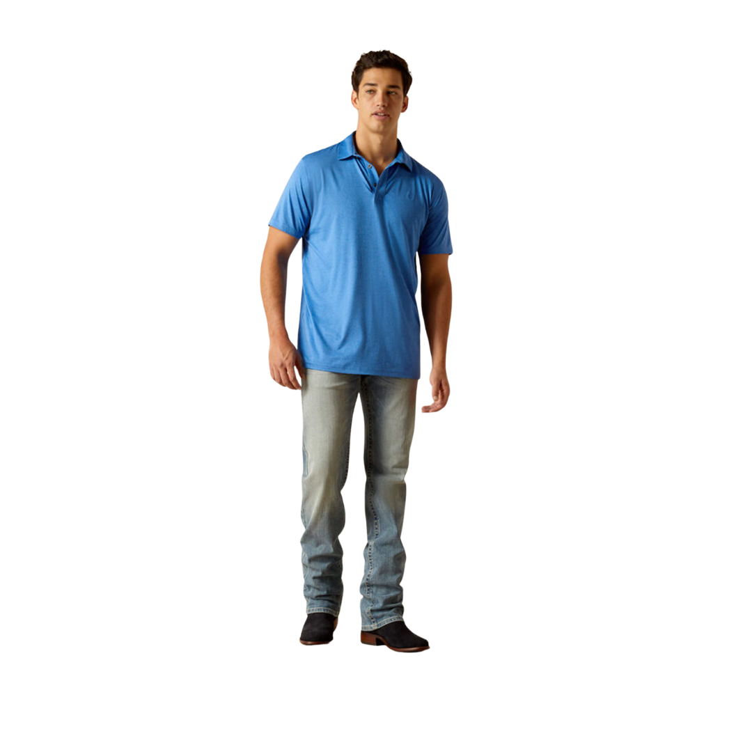 Ariat Men's 2 Fitted Seascape Polo Blue Shirt