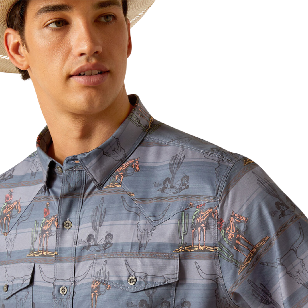 Ariat Men's Venttek Print Button Down Blue Shirt