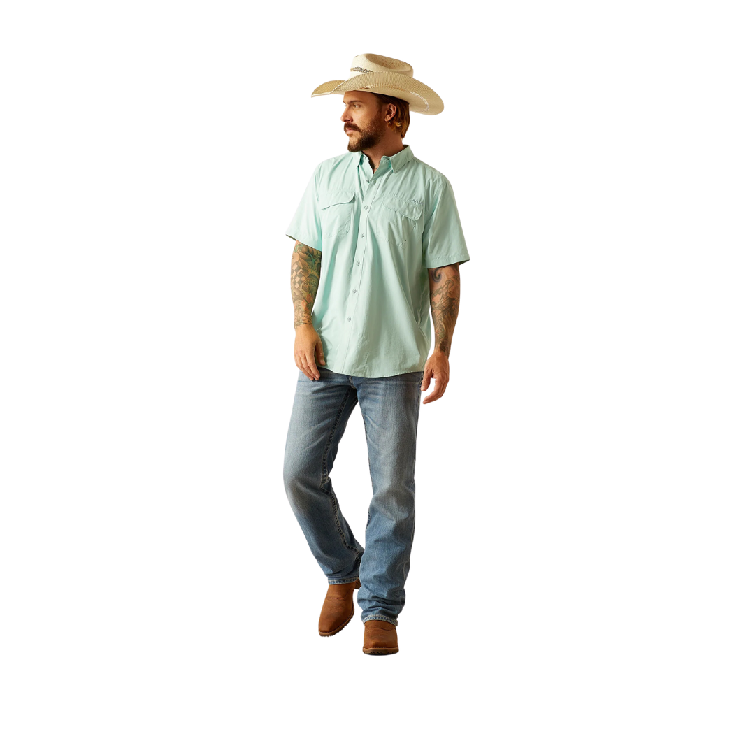 Ariat Men's Venttek Outbound Fitted Eggshell Blue Shirt