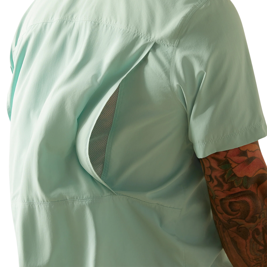 Ariat Men's Venttek Outbound Fitted Eggshell Blue Shirt
