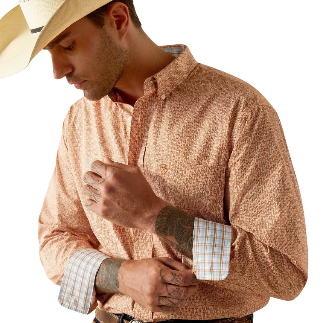 Ariat Men's Wrinkle Free Brysen Orange Shirt