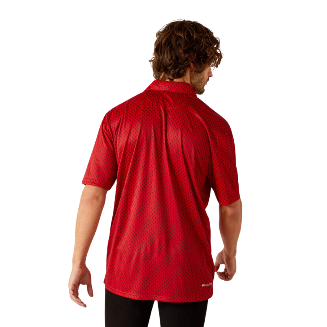 Ariat Men's All Over Print Polo Haute Red Shirts