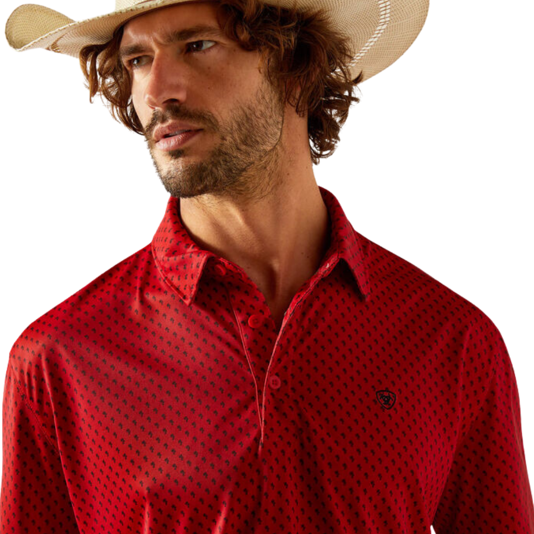 Ariat Men's All Over Print Polo Haute Red Shirts