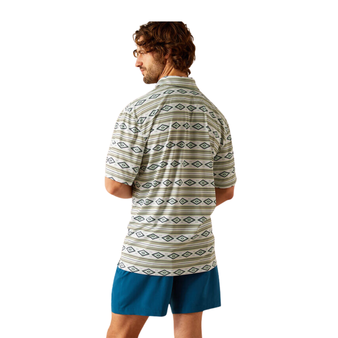 Ariat Men's All Over Print Polo White Seape Shirt