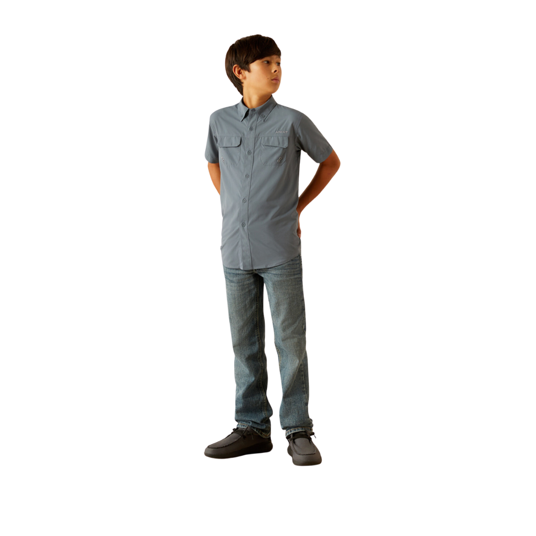 Ariat Youth Boy's Venttek Outbound Newsboy Blue Shirt