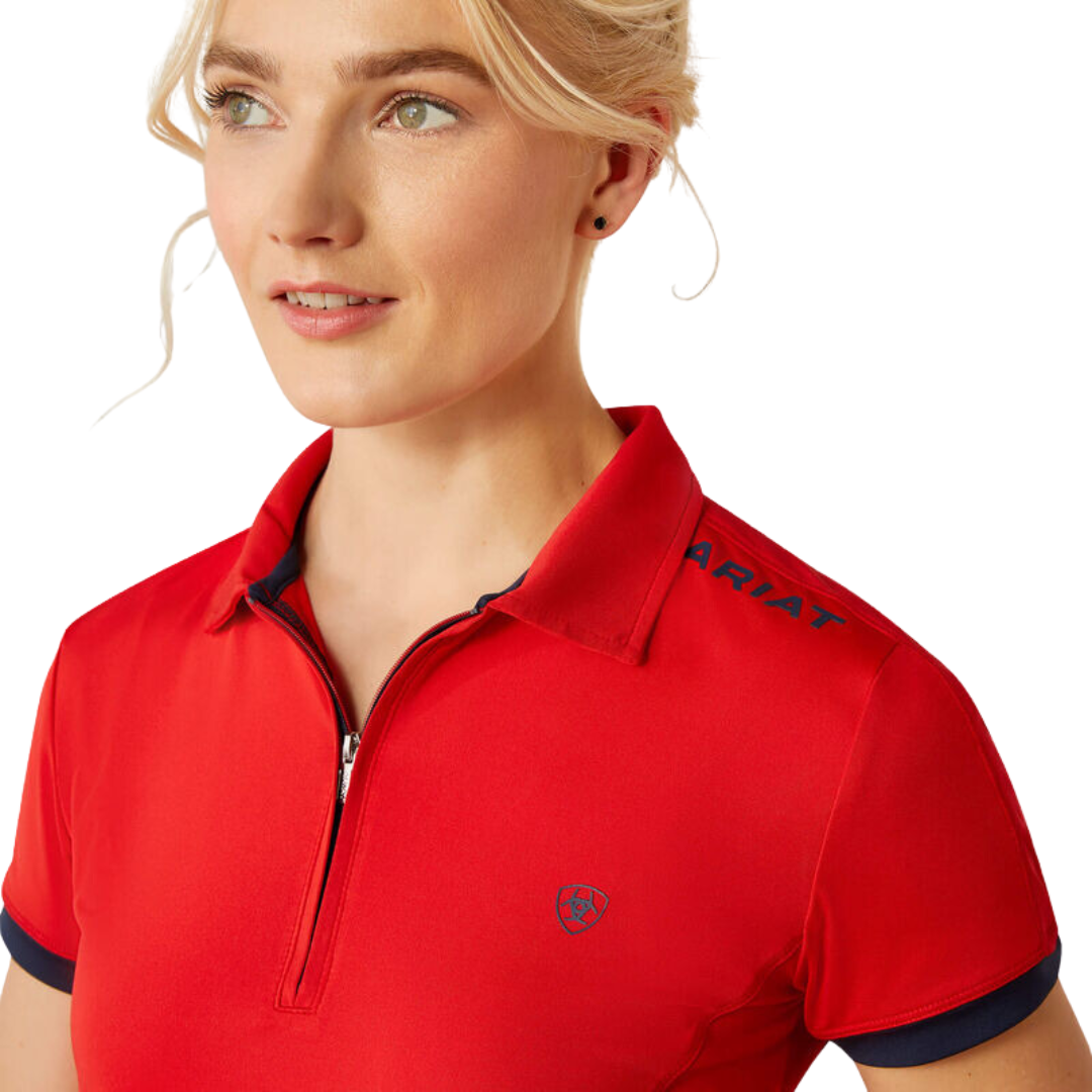Ariat Women's Bandera Team Zip Polo Weg Red Shirt