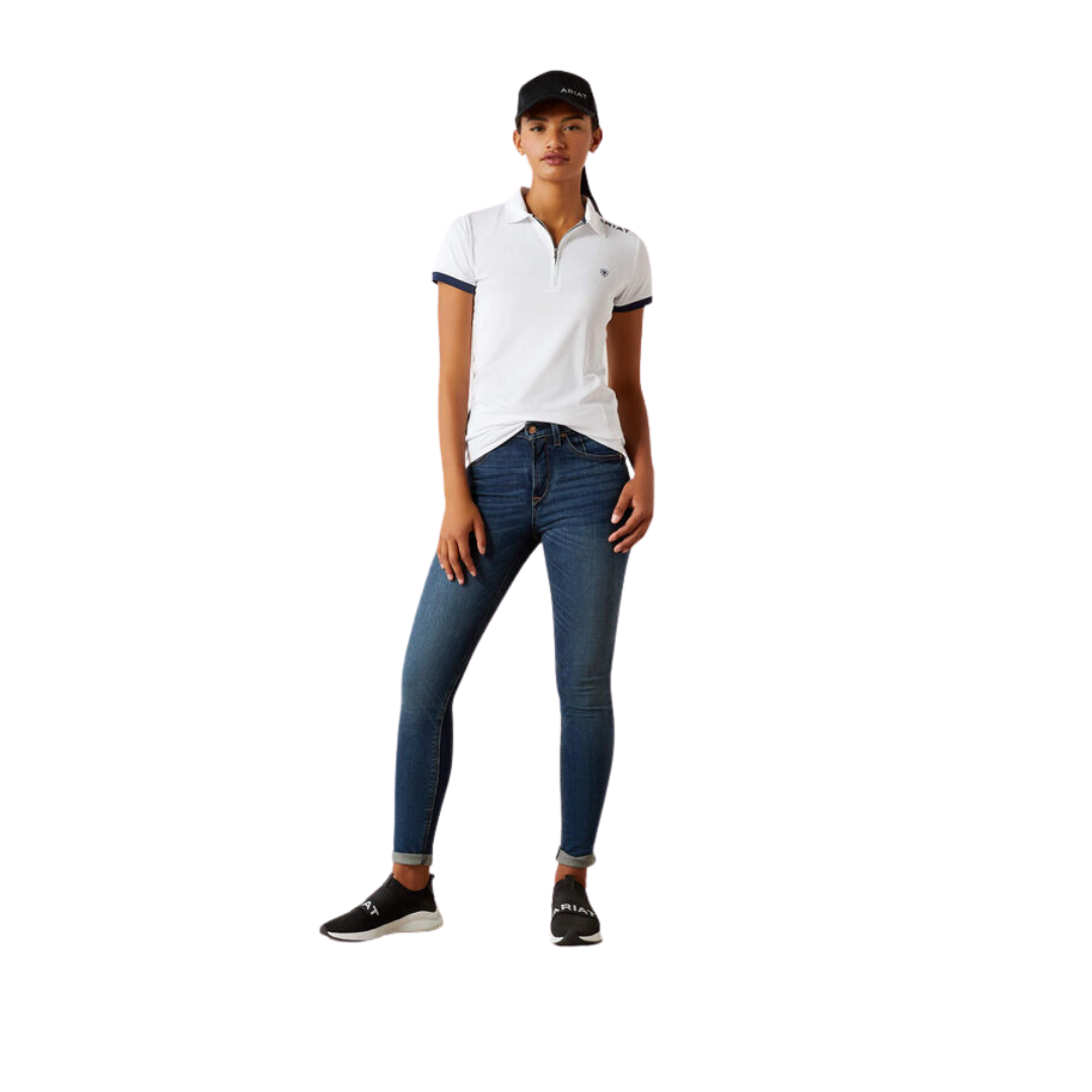 Ariat Women's Bandera Team Zip Polo White Shirt