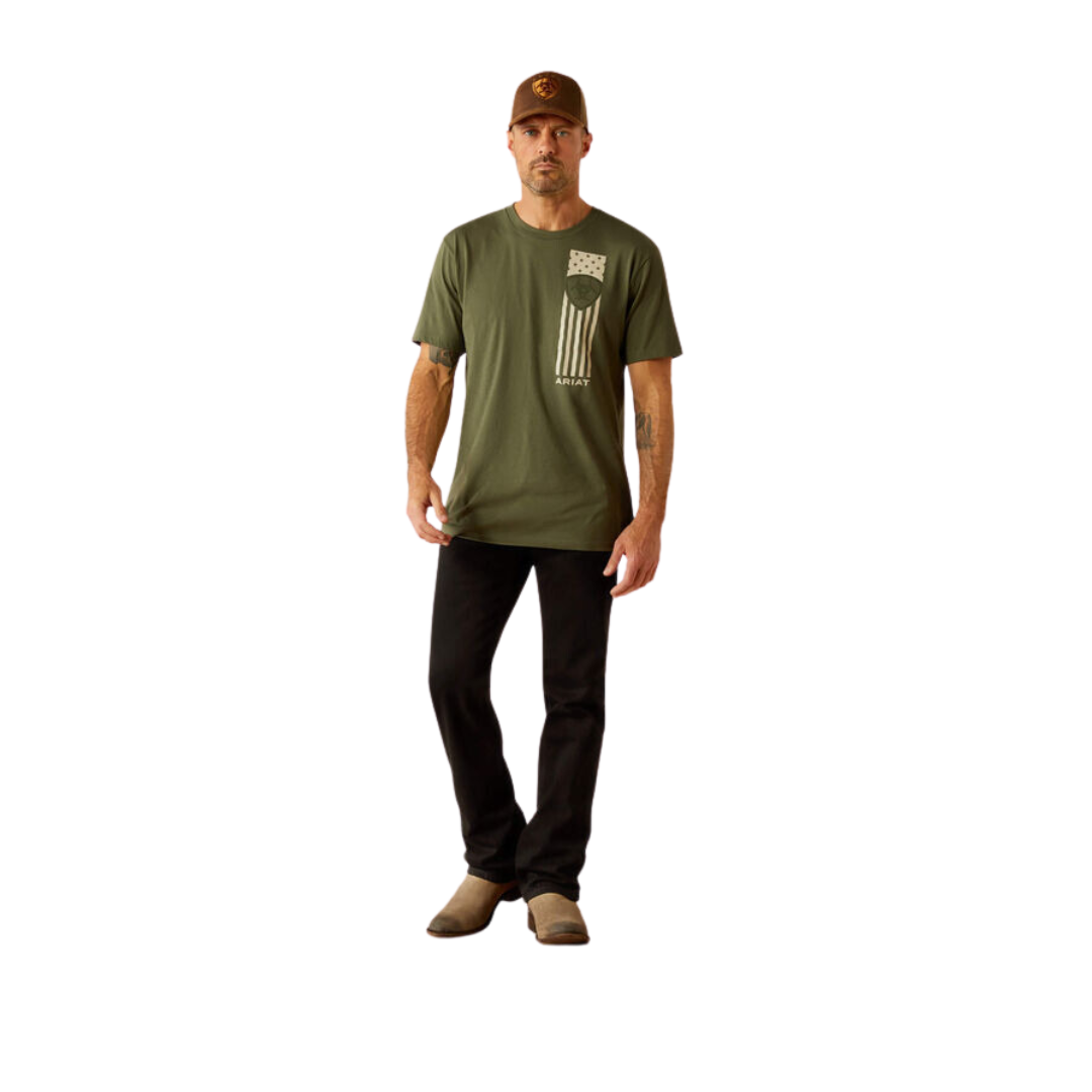 Ariat Men's Patriot Stripe Surplus Green Tee Shirt