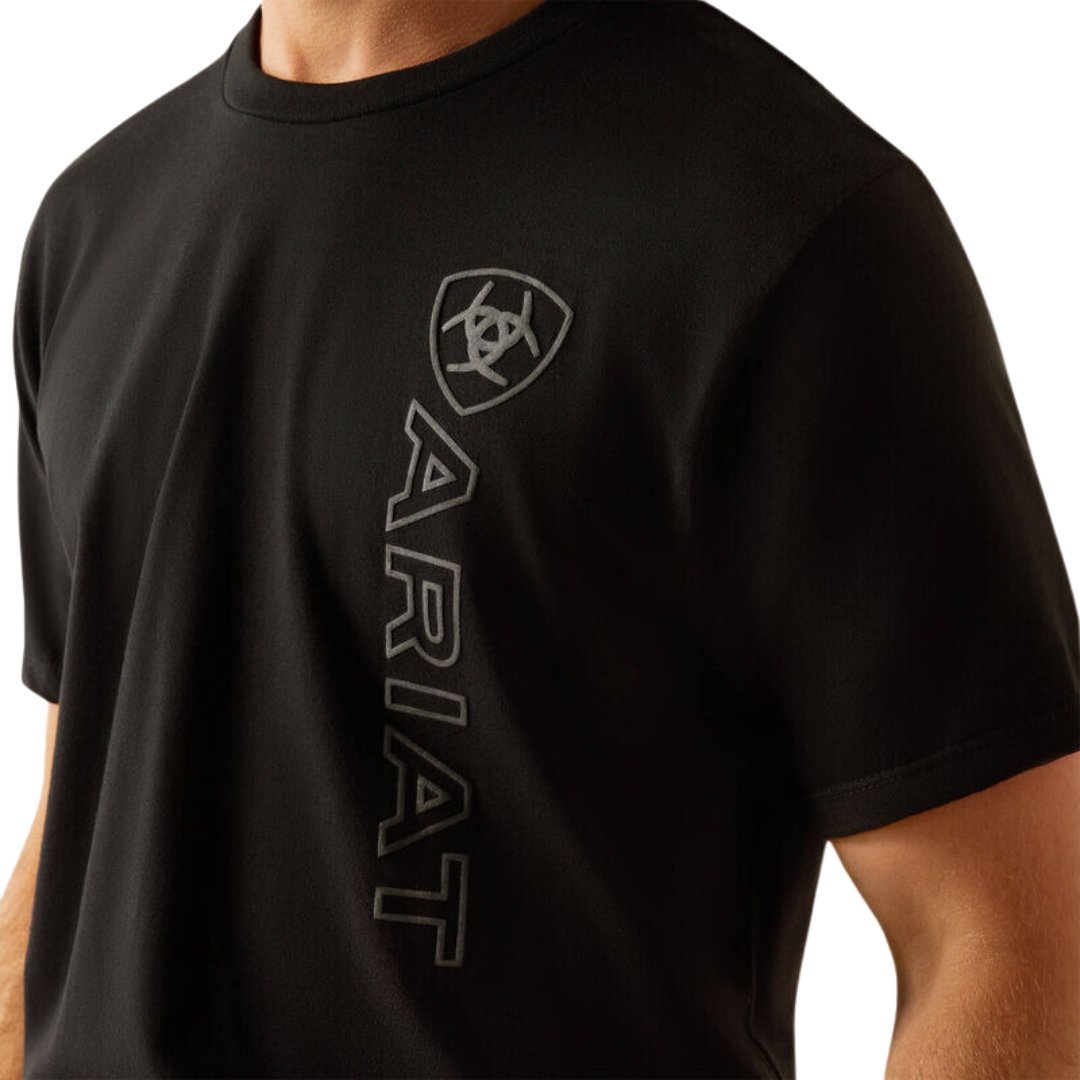 Ariat Men's Vertical Logo Black Ebony Tee Shirt