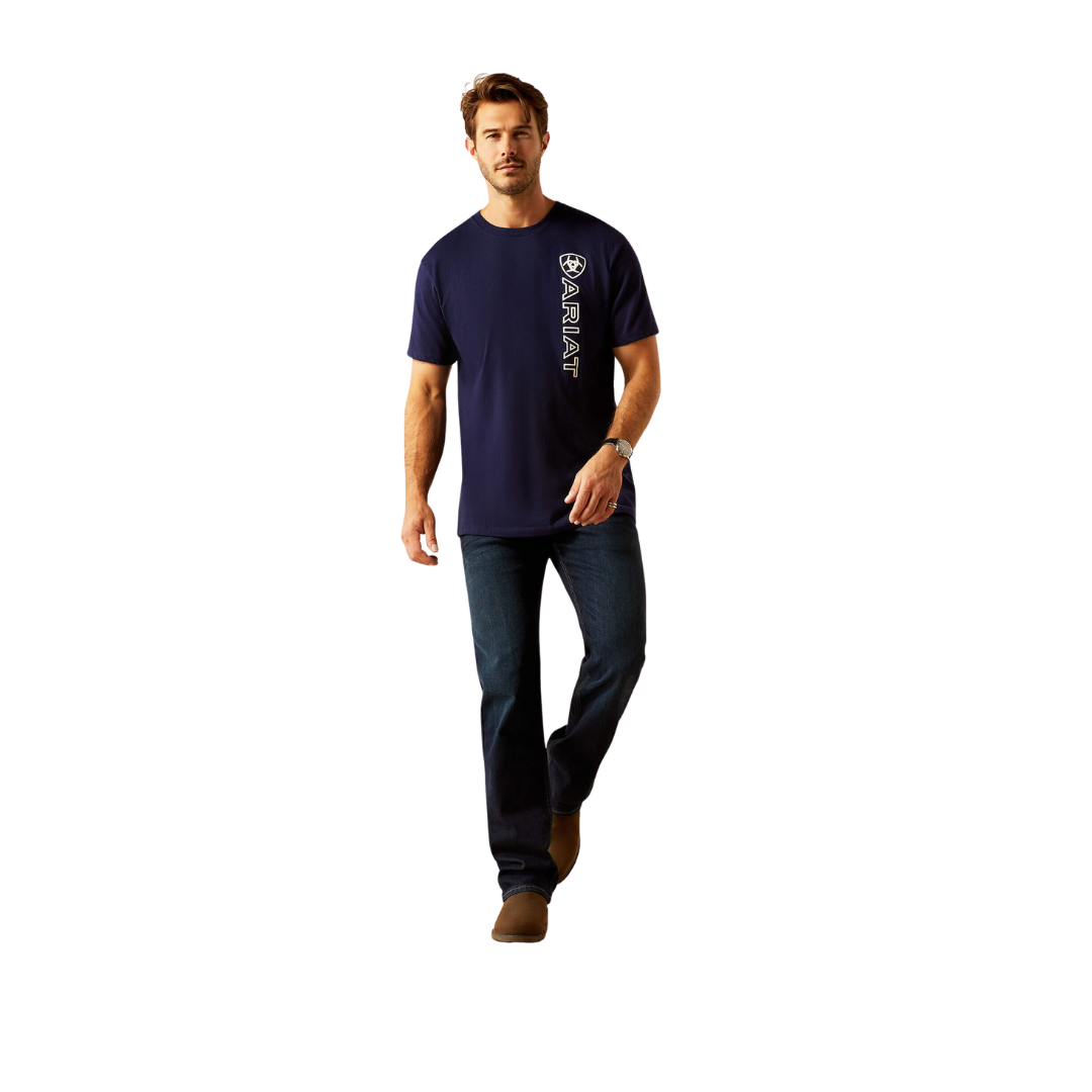 Ariat Men's Vertical Logo Classic Blue Tee Shirt