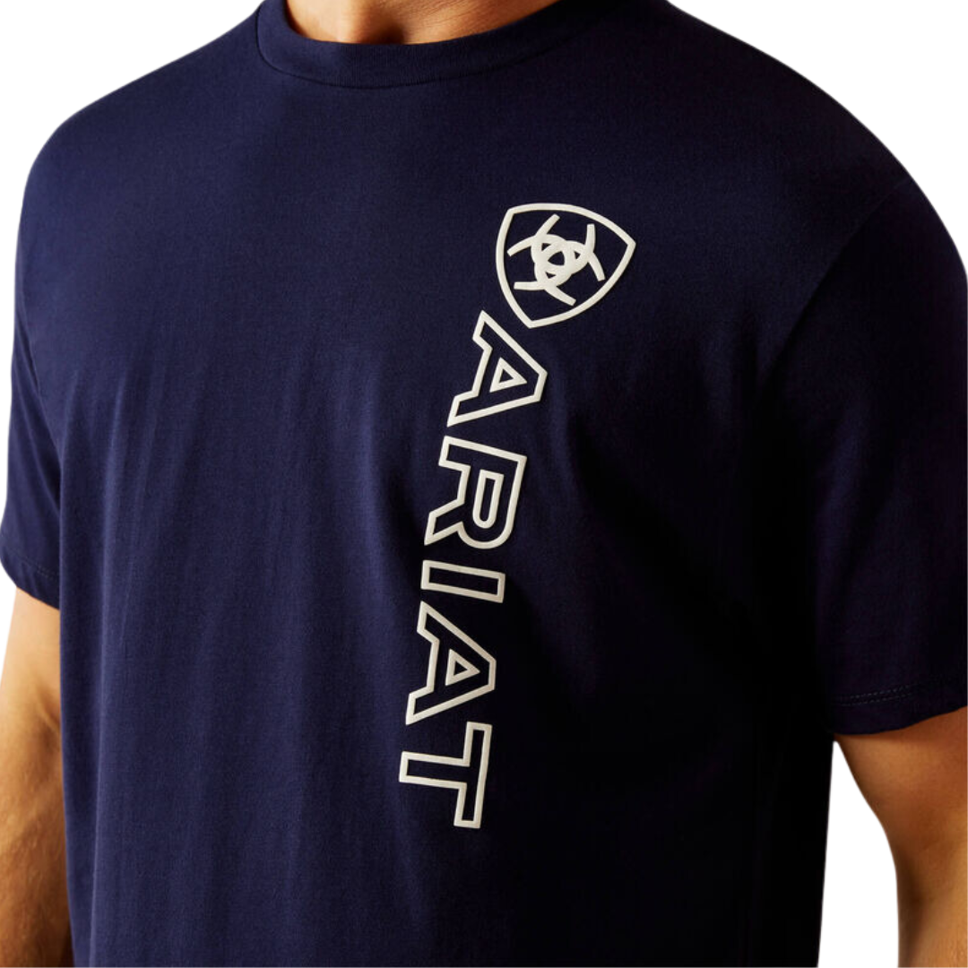 Ariat Men's Vertical Logo Classic Blue Tee Shirt
