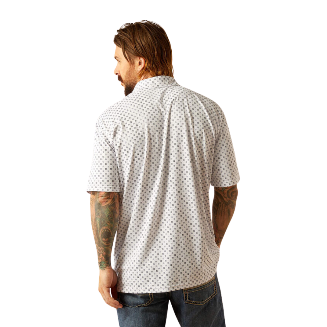 Ariat Men's All Over Print Polo White Geo Shirt