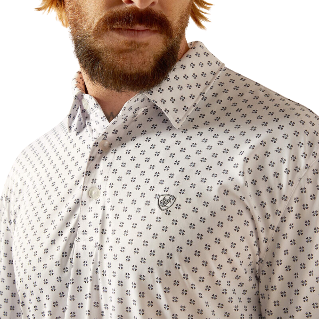 Ariat Men's All Over Print Polo White Geo Shirt