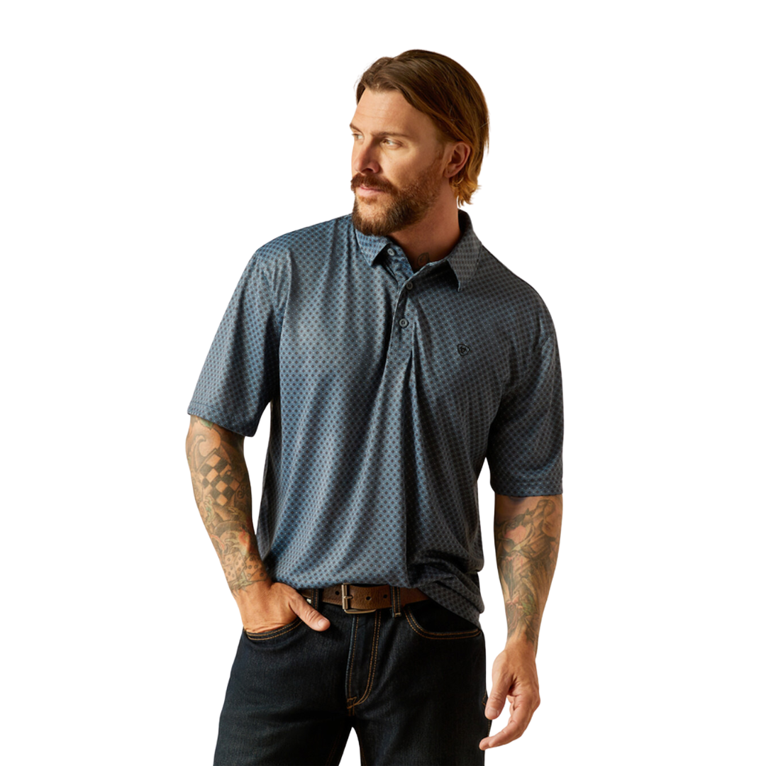 Ariat Men's All Over Print Newsboy Blue Shirt